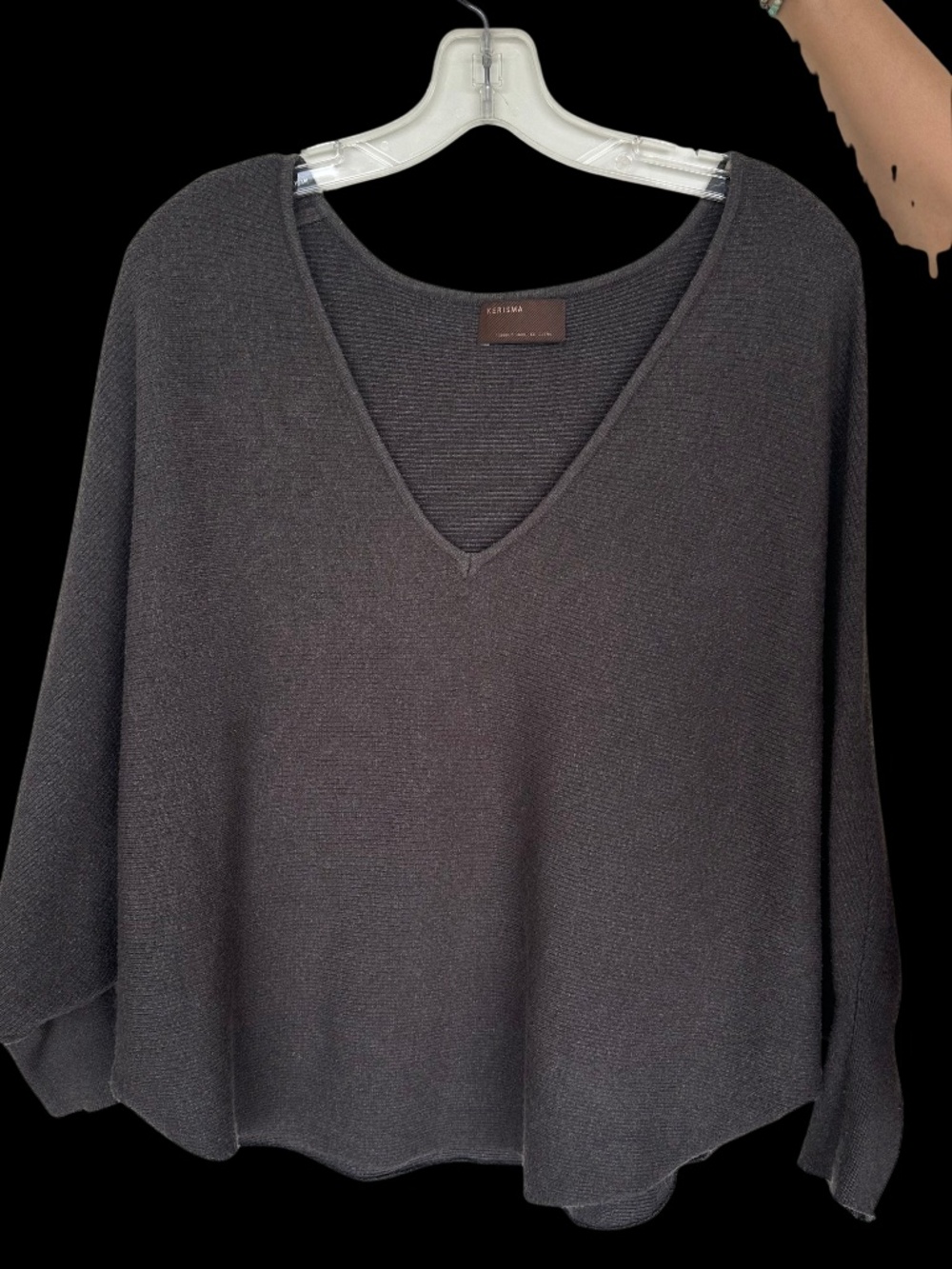 Kerisma Gray Knit Batwing Sweater | Oversized Dolman Sleeve | Small
